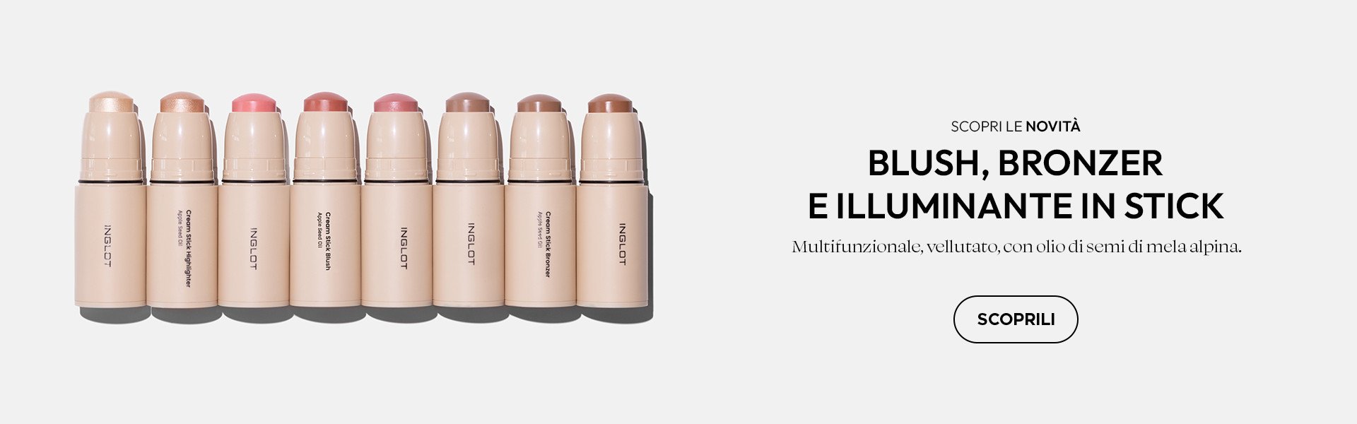 blush, bronzer e illuminante in stick